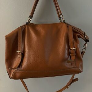 Ora Delphine Adele Tan Pebble Leather Large Satchel Duffel Bag